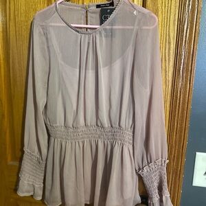 NWT! Doe & Rae Women's Smocked Blouse - pink